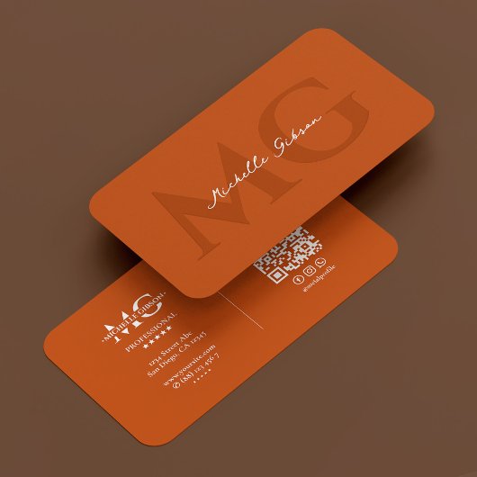 Orangeninitialen mit beruflicher Elegant Monogram Visitenkarte
