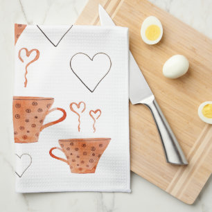 Orangenkaffeemassen in Liebe Aquarellbilder Geschirrtuch