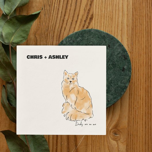 Orangenkatze Kätzchen Cocktail Napkin für Hochzeit Serviette