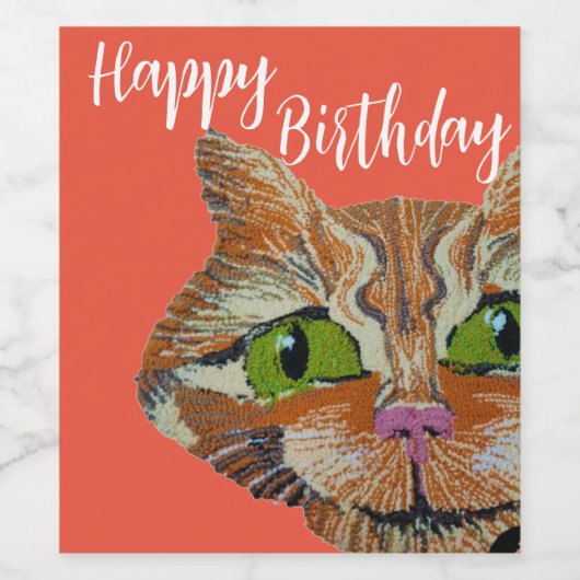 Orangenkatze Weinetikett (Einzelnes Label)