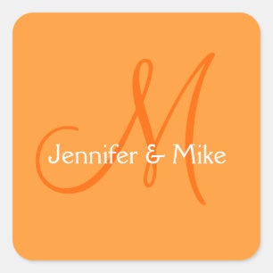 Orangenkleber für das Hochzeitstich Quadratischer Aufkleber