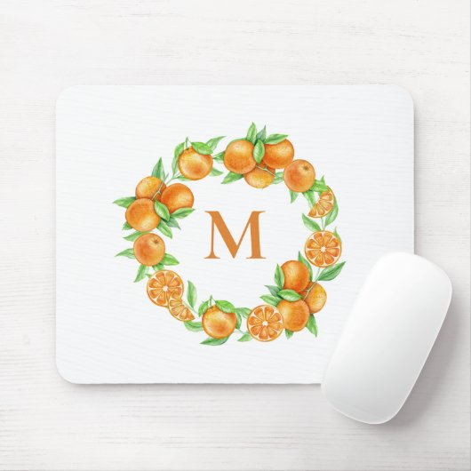 Orangenkranke tropische Monogramm Mousepad (Mit Mouse)