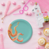 Orangenktopus Pappteller (Party)