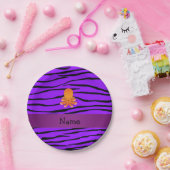 Orangenktopus, personalisiert, lila Zebra Pappteller (Party)