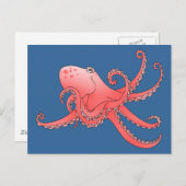 Orangenktopus Postkarte (Vorne/Hinten)