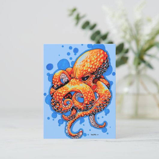 Orangenktopus Postkarte (Stehend Vorderseite)
