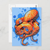 Orangenktopus Postkarte (Vorne/Hinten)