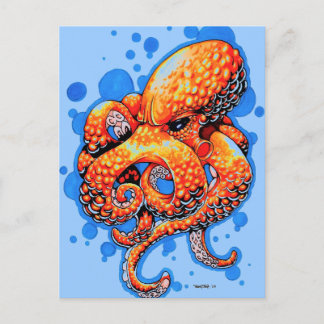 Orangenktopus Postkarte