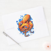 Orangenktopus Runder Aufkleber (Umschlag)
