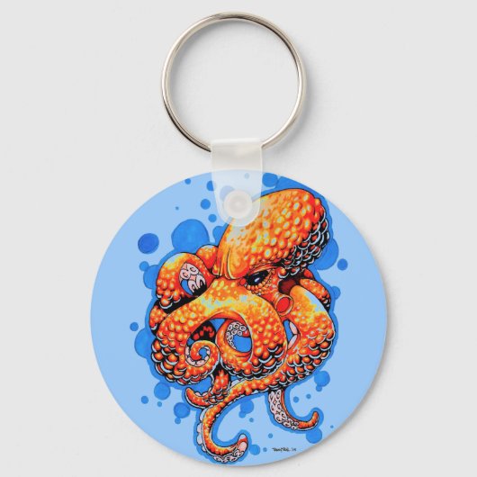 Orangenktopus Schlüsselanhänger (Vorderseite)