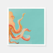 Orangenktopus Serviette (Vorderseite)