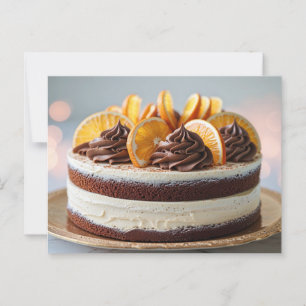Orangenkuchen mit Orangensaftscheiben Postkarte
