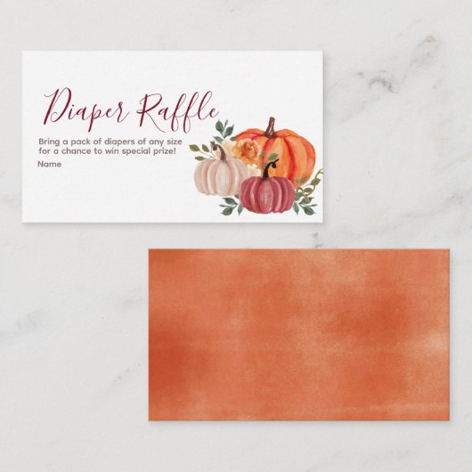 Orangenkürbis Babydusche - Windeln Begleitkarte (Vorne/Hinten)