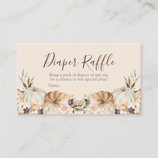 Orangenkürbis Babydusche - Windeln Begleitkarte (Vorderseite)