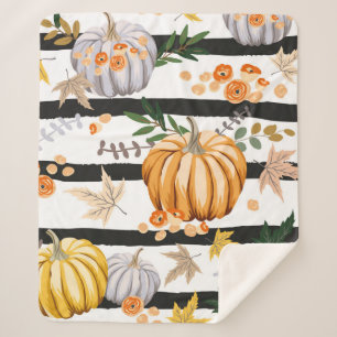 Orangenkürbis, Blume, Blätter, Streifen b Sherpadecke