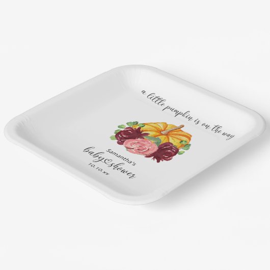 Orangenkürbis-Dusche Pappteller (Gewinkelt)