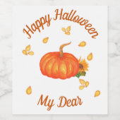 Orangenkürbis mit Samen-Hallowin Weinetikett (Einzelnes Label)