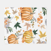 Orangenkürbis und Blume Fleecedecke (Vorderseite (Horizontal))