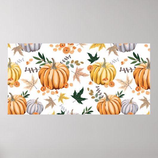 Orangenkürbis und Blume Poster (Vorne)
