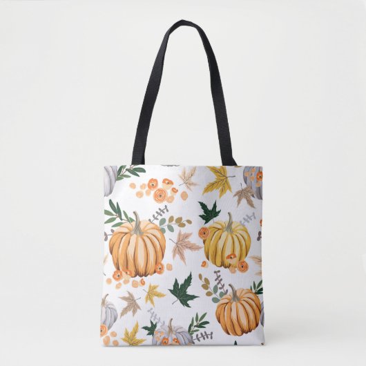 Orangenkürbis und Blume Tasche (Vorderseite)
