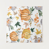 Orangenkürbis und Blume Wandteppich (Vorderseite (Horizontal))