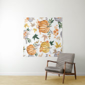 Orangenkürbis und Blume Wandteppich (Beispiel (Horizontal))