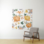 Orangenkürbis und Blume Wandteppich (Beispiel)