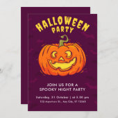 Orangenkürbis und mattschwarzes Halloween Einladung (Vorne/Hinten)