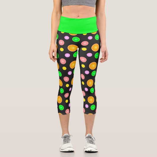Orangenlemon Limone Grapefruits Sommermuster Party Capri Leggings (Vorderseite)