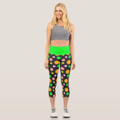Orangenlemon Limone Grapefruits Sommermuster Party Capri Leggings (Vorderseite)