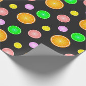Orangenlemon Limone Grapefruits Sommermuster Party Geschenkpapier (Ecke)