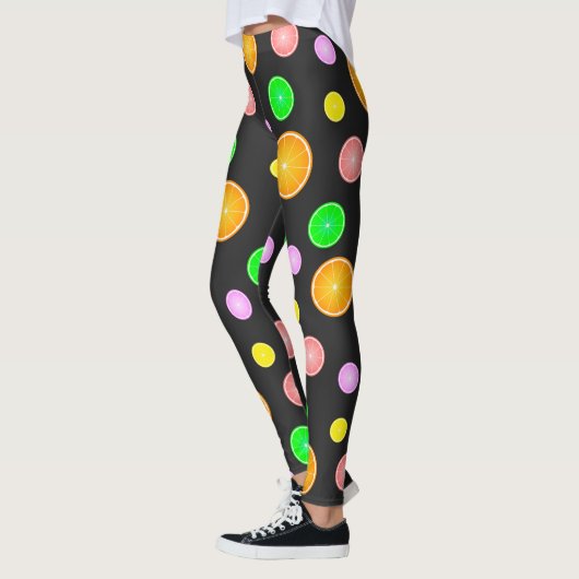 Orangenlemon Limone Grapefruits Sommermuster Party Leggings (Links)