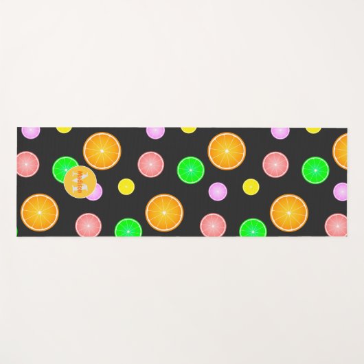 Orangenlemon Limones Fruchtsommermuster Monogramm Yogamatte (Vorderseite (Horizontal))