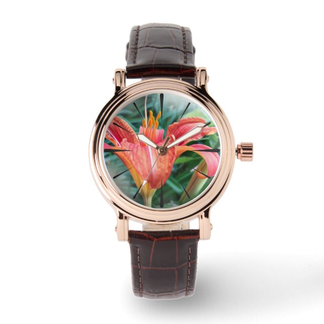 Orangenlilie Armbanduhr (Vorderseite)