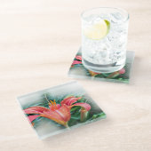 Orangenlilie Glasuntersetzer (Schrägansicht)