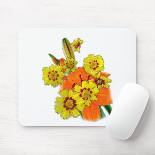 Orangenlilie und dunkle Blume Mousepad (Mit Mouse)