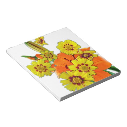 Orangenlilie und dunkle Blume Notizblock (angewinkelt)