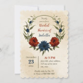 Orangenmarinebranche Blume botanisches Brautparty Einladung (Vorderseite)