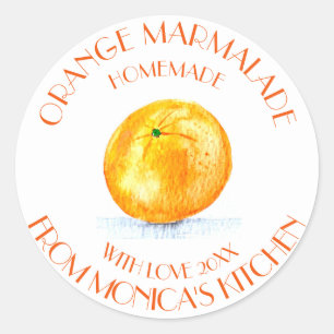 Orangenmarmelade Aquarell Obst Küche Klassisch Runder Aufkleber