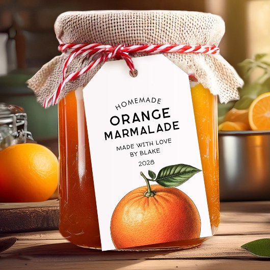 Orangenmarmelade hausgemachte Rezeptur Geschenkanhänger