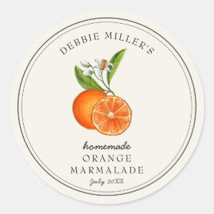 Orangenmarmelade im Vintage-Stil selbstgemacht in  Runder Aufkleber