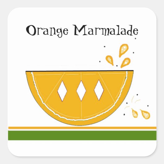 Orangenmarmelade-Jam-Etiketten Quadratischer Aufkleber (Vorderseite)