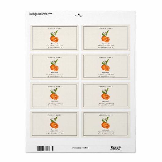 Orangenmarmelade Jam Jar Jar Off white rechteckig (Vorne)