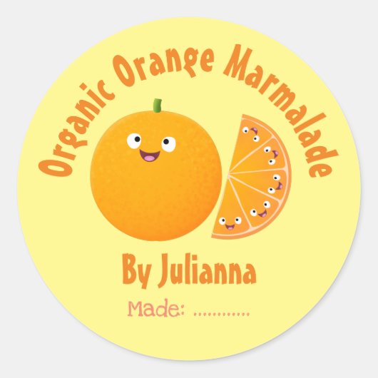 Orangenmarmelade niedlicher Cartoon Runder Aufkleber (Vorderseite)