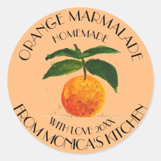Orangenmarmelade Watercolor Frucht Küche Klassisch Runder Aufkleber