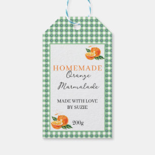 Orangenmarmeladenglas Etikett personalisiert Gingh Geschenkanhänger