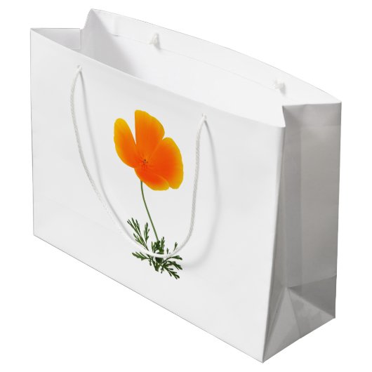 Orangenmohn große Geschenktasche Geschenktüte (Rückseite Schrägansicht)