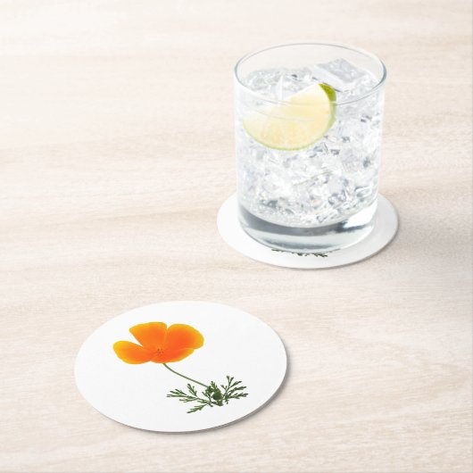 Orangenmohn, runder Untersetzer (Vor Ort)