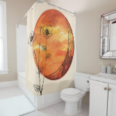 Orangenmond und Mohn-Blume Duschvorhang (Beispiel)