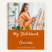 Orangenmonogramm des Sketchbook-Fotos Notizblock (Vorderseite)